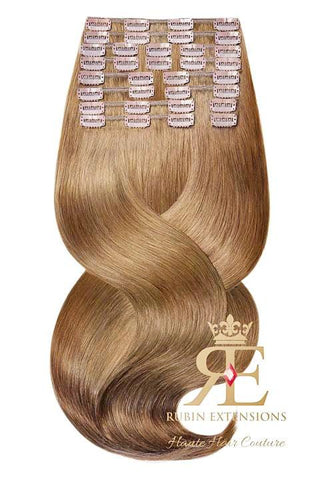 Clip-In Echthaar Extensions Hellbraun-Karamell | Rubin Extensions - Deluxe Line