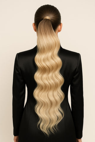Doczepiany Kucyk Sombre-Balayage Czekoladowy Brąz & Platynowy blond