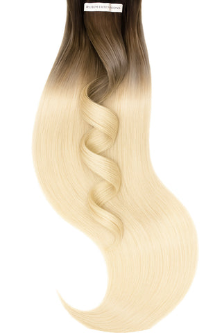 Tape-in Extensions 100% Echthaar - Ombre - BalayageLine, Natur-Goldbraun & Hellblond