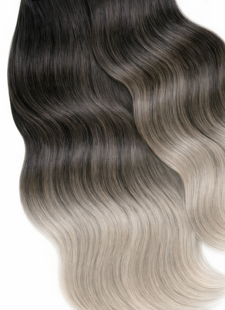 CLIP-IN EXTENSIONS LUXURY  OMBRÉ BALAYAGE Schwarz & Silberblond