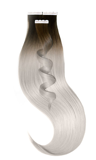 Metoda kanapkowa Włosy Tape-in Extensions Odrosty, Czekoladowy-Brąz & Srebrny-Blond