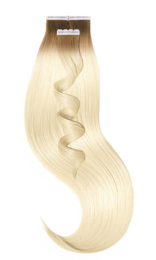 Tape-in Extensions 100% Echthaar , Kurzer Ansatz , Natur-Goldbraun & Hellblond